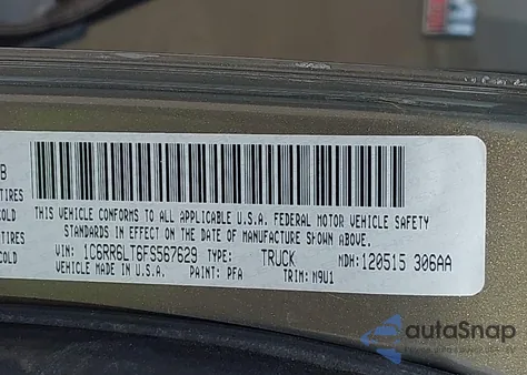 2015 Ram 1500 Big Horn из США, поврежденный, VIN 1C6RR6LT6FS567629